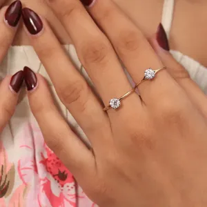 Round Diamond <b>Split</b> Shank <b>Ring</b> Side Stones White Golden <b>Ring</b> VS Clarity Buy Direct From Indian Trusted Supplier - Product Image 2