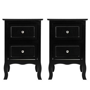 Comodini a due livelli neri di grandi dimensioni in stile country, 2 pezzi - Product Image 1