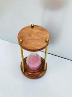 Minuteur à sable en bois fait main de 8 pouces avec sable rose |   Décoration de table rustique avec motif croix d'ange pour Noël et anniversaires - Uttarakhand