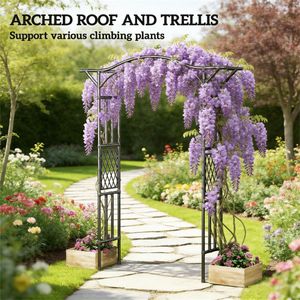 Arche de jardin noire avec support pour plantes, option pergola, gazebo ou pavillon - Product Image 2