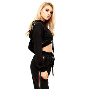 Conjunto de Sudadera Corta Oversize Gris y Pantalones Acampanados para Mujer, Chándal de Dos Piezas para Descansar, Traje Deportivo para Damas al por Mayor - Product Image 4