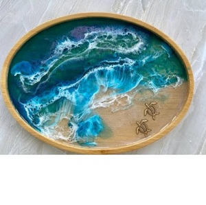 Bandeja de madera con acabado de resina, aceptable para clientes, de calidad sostenible, disponible al precio más bajo. - Product Image 1