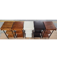 Étagère de cuisine pliable en bois d'acacia avec roulettes, chariot de cuisine multifonctionnel à roulettes avec tiroir, chariot de cuisine pliable à 3 niveaux