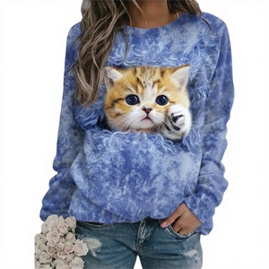 Sweat-shirt décontracté à manches longues en polyester/coton tricoté surdimensionné pour femme, collection automne-hiver, style streetwear, logo personnalisé OEM ODM - Product Image 1