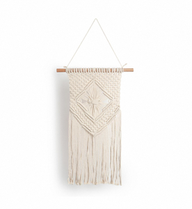 Tapiz de Macramé Bohemio para Pared, Decoración de Pared con Cordón de Algodón, Tema Natural, Rectangular, para Sala de Estar - Product Image 1