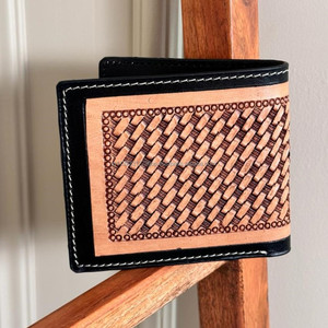 Cartera plegable hecha a mano de calidad superior para hombre de cuero genuino con diseño de vaquero tallado en caballo occidental para regalo de Navidad - Product Image 5