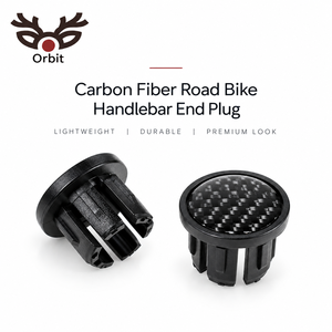 Bouchons de guidon de vélo de route en fibre de carbone Orbit, légers, noirs - Product Image 1