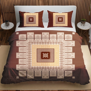 Juego de Sábanas King Size de Algodón con Diseño Geométrico Marrón de Inspiración Vintage, Borde de Puntos, Estampado Digital, Ropa de Cama de Diseño, Tela Suave - Product Image 1