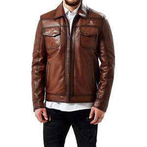 Chaqueta de Cuero Genuino para Hombre, Elegante, Color Personalizado, Corte Ajustado, Estilo Casual, Chaqueta Bomber de Invierno, con Bolsillos Delanteros, Moda 2026 - Product Image 2