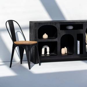 Meuble d'appoint en bois moderne et contemporain, unité de présentation peinte en noir Vandana Sierra Hexa - Product Image 3