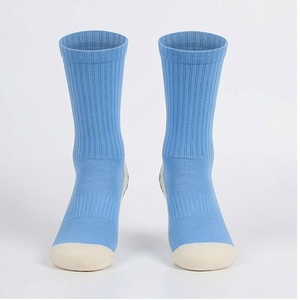 Crew <b>Socks</b> Solid Light Blue 100% Cotton Breathable Knitted Adult Summer Casual Daily Wear - Product Image 1
