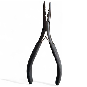 Pince de retrait d'extensions capillaires noire mate antidérapante à prise souple, multi-cannelures, pour micro-anneaux, outil de salon, directement de l'usine - Product Image 1