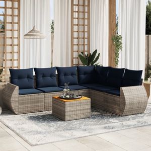 Ensemble de canapés de jardin en polyrotin gris 7 pièces avec coussins - Product Image 1