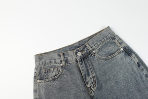 Jean ample streetwear en denim avec patchs, bords effilochés, délavage vintage, coupe large, patchwork, style Harajuku - Product Image 2
