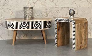 Table basse moderne haut de gamme en os incrusté, table centrale en bois faite à la main de luxe pour salon, hôtel, villa, mobilier - Product Image 2