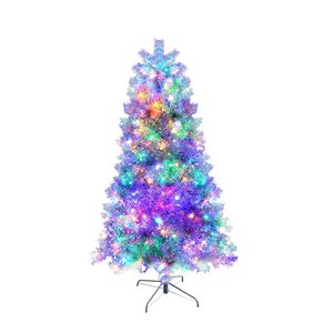 Albero di Natale Artificiale Pre-Illuminato Argento da 180 cm con 800 Rami e 300 Luci LED, Pieghevole e con Supporto in Metallo, 11 Modalità di Illuminazione - Product Image 2