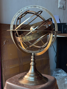 Sphère armillaire en laiton vintage, globe céleste nautique antique, astrolabe zodiacal, décoration de bureau, cadeau - Product Image 2
