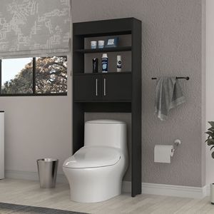 Mobiletto da Bagno Morley a 2 Ripiani Sopra il WC, Nero Wengue - Product Image 1
