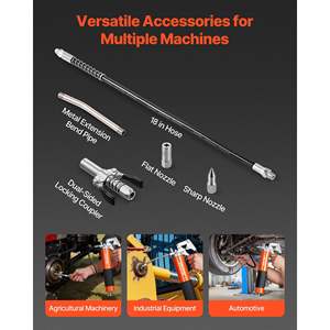 8000 PSI Pistol Grip Grease <b>Gun</b> Kit 14 oz Capacity Includes 18-Inch Flex <b>Hose</b> Double Handle Grease Coupler Extension Rigid <b>Pipe</b> - Product Image 4