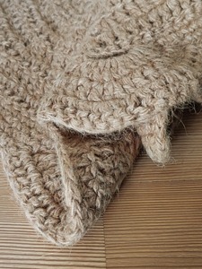 Handcrafted Scandinavian Style Door Mat Flat Pile Thin Home Use <b>Half</b> Circle Wool Acrylic Rug Solid Color Non <b>Slip</b> Rubber Backing - Product Image 4