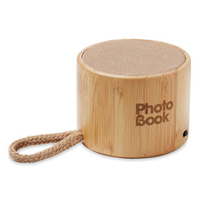 Prodotto promozionale altoparlante Wireless portatile con alloggiamento in bambù - Product Image 1