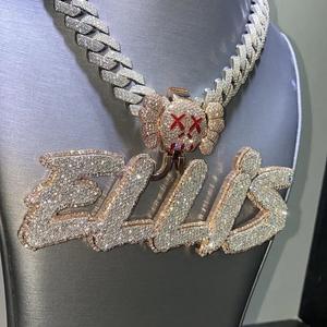 Pendentif personnalisé pour homme en argent sterling 925 avec diamant Moissanite, style hip-hop, lettre de rappeur, qualité supérieure certifiée - Product Image 1