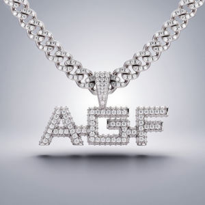 Collar con Colgante de Letra AGF, Cadena con Diamantes Pavé, Chapado en Platino, Joyería Hiphop para Hombre, Accesorio de Moda - Product Image 1