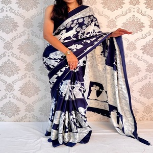 Exclusivo Sari de Satén Suave para Bodas, Ropa India y Pakistaní de Fabricante y Proveedor Indio, Secado Rápido - Product Image 1