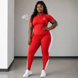 Delta | Sigma | Theta <b>Women's</b> Workout Set Quarter Zip Top <b>Short</b> Sleeve High Waist <b>Leggings</b> With White Stripe Sports Activewear - Product Image 6