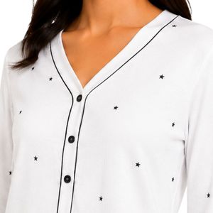 Manufacturer Womens White and <b>Black</b> Long Sleeve Crop Cardigan Wide Leg <b>Pajama</b> <b>Set</b> Soft Breathable Lounge Sleepwear Custom OEM - Product Image 6