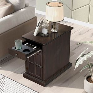 Tavolino Classico Vintage U Can per Soggiorno con Porte USB Multifunzionali, Un Cassetto e Portabicchieri - Product Image 1