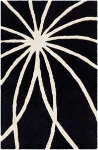Tapis en laine fait main, tufté, noir et blanc, à poils longs, antidérapant, adapté aux animaux domestiques, lavable, décoration intérieure - Product Image 2
