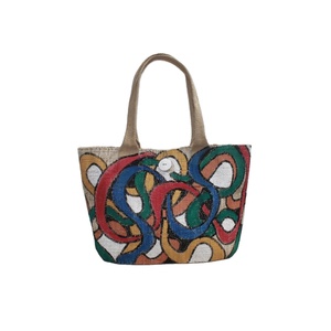 Bolsas de mano reutilizables de yute con estampado de patrón personalizado, gran capacidad, respetuosas con el medio ambiente, gran oferta - Product Image 1