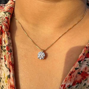 Colgante Solitario de Diamante Cultivado en Laboratorio de 2.5 CT, Cadena de Oro de 14K, Anillo con Certificado IGI, Corte Excelente y Brillante, Lujoso para Mujer - Product Image 1