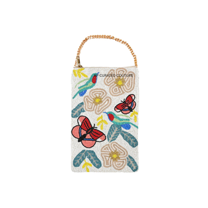 Bolso de Teléfono con Cuentas Exóticas, Diseño de Rayas de Tigre y Flores Blancas, Bolso Bandolera para Teléfono Móvil Hecho a Mano y Personalizado - Product Image 2