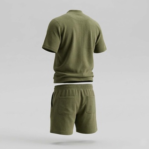 Conjunto de Camisa y Pantalones Cortos de Verano para Hombre, Diseño Sólido, Dos Piezas, Transpirable, 100% Algodón, para Playa, OEM ODM - Product Image 2