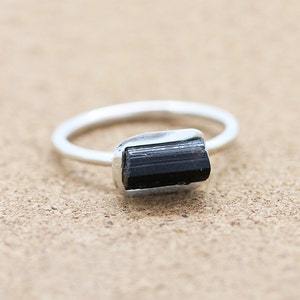 Wholesale Black Tourmaline <b>925</b> <b>Silver</b> <b>Ring</b> Raw Uncut Tourmaline Rough Stone Healing Crystal <b>Ring</b> for Women At Factory Price - Product Image 2
