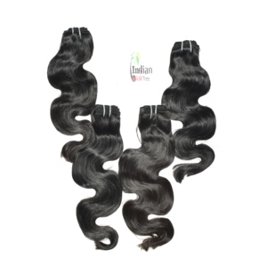 Extensions de cheveux naturels indiens Remy vierges, ondulés, pas chers, avec pointes coupées droites, peuvent être teints et décolorés, pointes épaisses, pose à la machine - Product Image 1