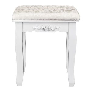 Sgabello da toeletta in legno massello con gambe curve, comodo sgabello bianco per trucco per donne e ragazze, accessorio per tavolo da toeletta domestico - Product Image 2