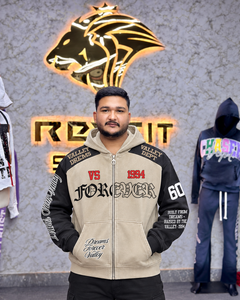 Sudadera con Capucha para Hombre GRAY FOUR SPORTS, Color Beige y Negro, Tejido Grueso de Felpa Francesa, 100% Algodón, Estilo Urbano, Personalizable para Invierno - Product Image 1