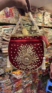 Stylish Woman Handbag for Party Potli Hand <b>Bag</b> Designer Handcrafted Potli <b>Bag</b> Flowers And Petals Design <b>Bag</b> for Womens - Product Image 2