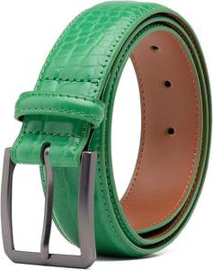 Cinturón de mujer de marca a la moda con hebilla de aleación, logotipo OEM personalizado, pelo de caballo y cuero vacuno genuino, venta al por mayor - Product Image 1