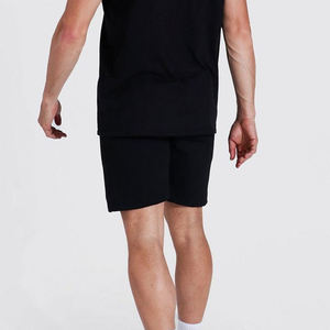 Men's Solid Color Crew Neck T-Shirt <b>Set</b> <b>Knitted</b> Casual Summer Shorts Black Custom Streetwear Short <b>Set</b> For Men - Product Image 3