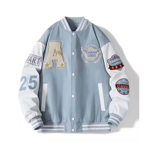 Veste universitaire personnalisée pour homme, couleur marine, col montant, style baseball, avec broderie du nom et du numéro. - Product Image 3