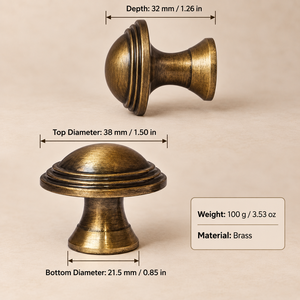 SHUBHAM <b>Antique</b> <b>Brass</b> Cabinet <b>Knob</b> Solid <b>Brass</b> Round Drawer Pull Handle for Furniture, Dresser, Wardrobe & Cupboard - Product Image 4