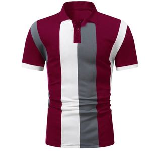 Venta al por mayor de camisetas de verano Ropa de los hombres de ajuste clásico de manga corta estilo a rayas de algodón suave ropa de gimnasio estilo retro Polo camisetas - Product Image 6