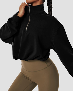 Sudadera Corta de Punto para Mujer Tallas Grandes, Transpirable, Cortavientos, Fina, Manga Larga, Estilo Urbano, para Invierno y Otoño - Product Image 1