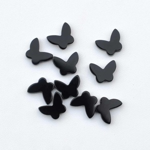 4mm 8mm 12mm 16mm Natural Black Onyx Butterfly Shape Carving Gemstones Handmade Design For Jewelry Making Available Bulk Order - Product Image 1