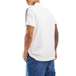 Polo en coton blanc pour homme, manches courtes, couleur unie, respirant, décontracté, avec logo imprimé sur le devant - Product Image 2