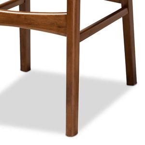 Mid-Century Modern Grey Fabric Upholstered <b>Bar</b> <b>Stools</b>, Walnut Brown Finished Wood Counter Chairs, Set of <b>2</b> for a Kitchen Island - Product Image 6